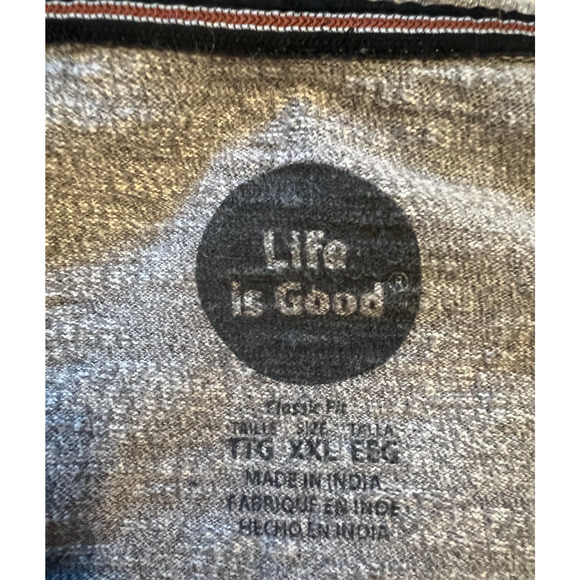 LIFE IS GOOD Mens Shirt Size XXL Grey Short Sleeve Heavyweight Logo Cotton - Picture 2 of 9